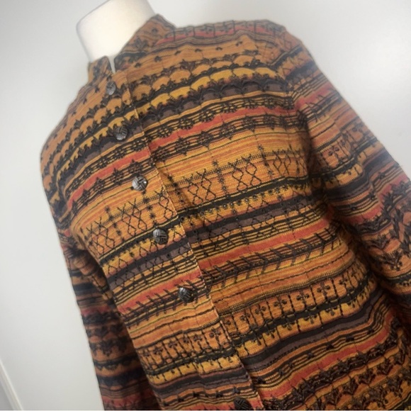 Chico's Women's Tan Embroidered Print Jacquard 8-Button Jacket | Size 2 - Picture 2 of 6